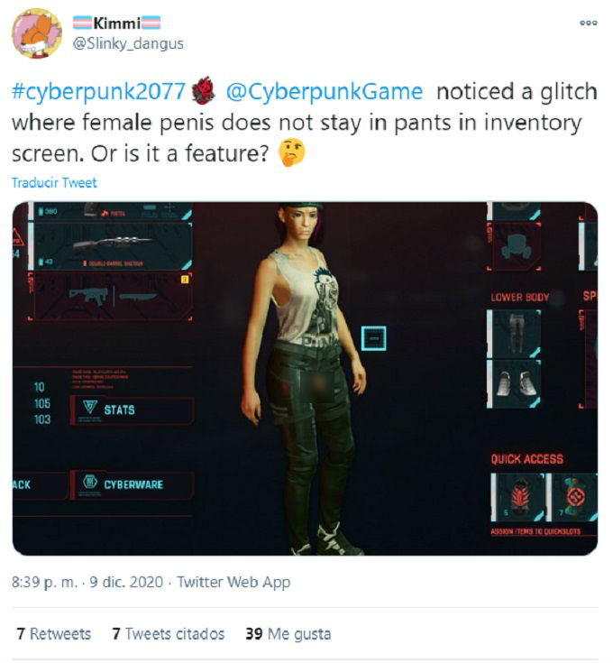 Cyberpunk 2077 glitch Genitales
