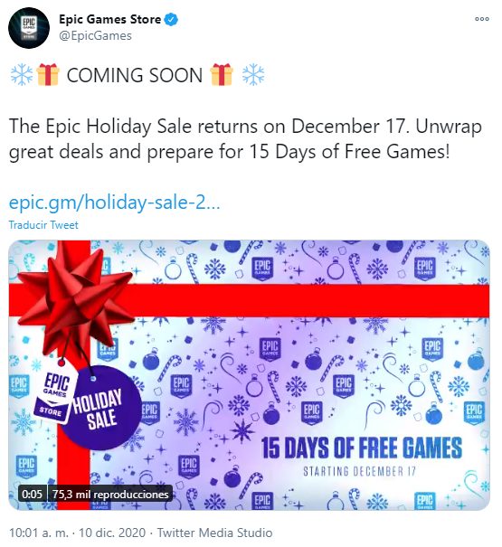 Epic Games Store, juegos gratis por Navidad 2020.