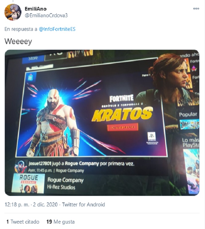 Kratos en Fortnite PS Store
