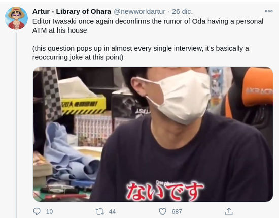 Editor de One Piece desmiente rumor de su creador