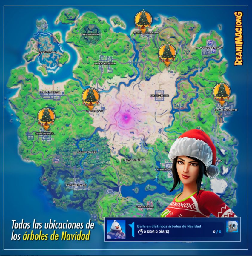 Árboles de Navidad en Fortnite