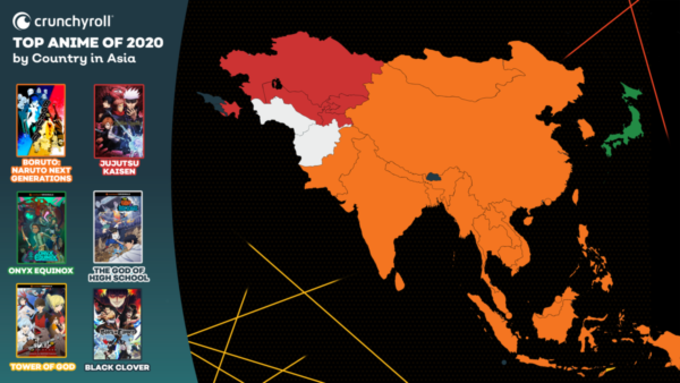 Animes mas vistos en Asia Crunchyroll