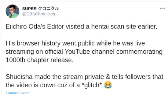 Acusan a editor de One Piece de visitar sitio de piratería