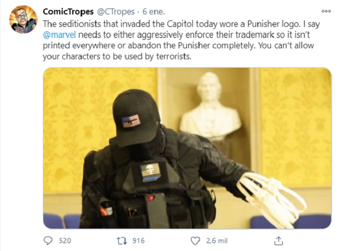 Logo de the Punisher usado en protestas del capitolio