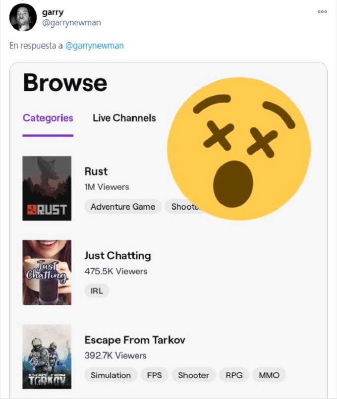 Numero de espectadores de Rust en Twitch.