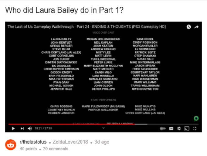 Nombre de Laura Bailey en The Last of Us 