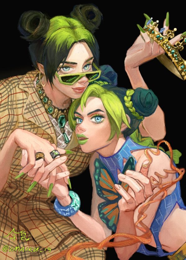 Billie Eilish JoJo crossover con Jolyne Cujoh.