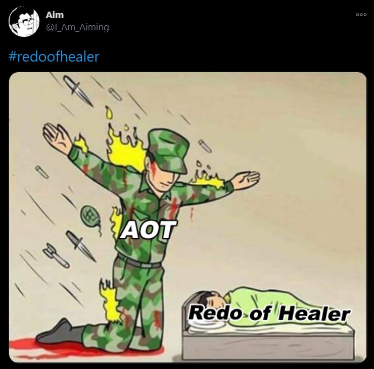 redo of healer, attack on titan, anime