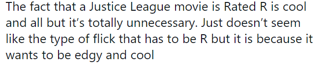 Tanto fans como extraños están molestos porque una cinta de la Justice League será para mayores de edad. ¿Cuál es el motivo detrás?