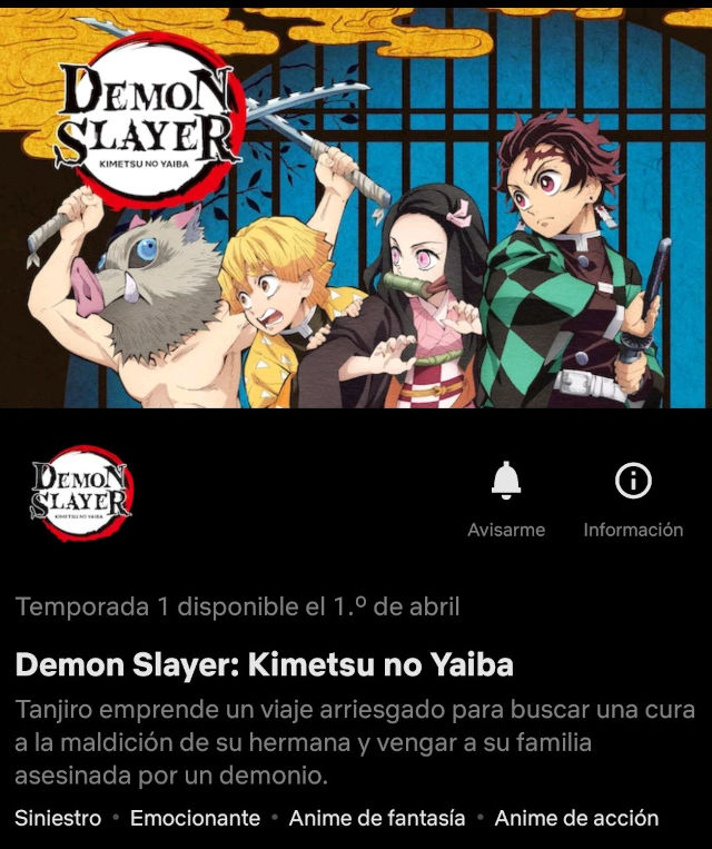 Kimetsu no Yaiba con doblaje latino en Netflix en abril