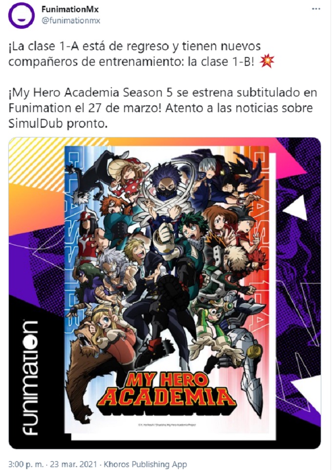 Anuncio My Hero Academia Funimation
