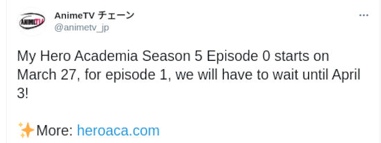 La Temporada 5 de My Hero Academia arrancará un poco después