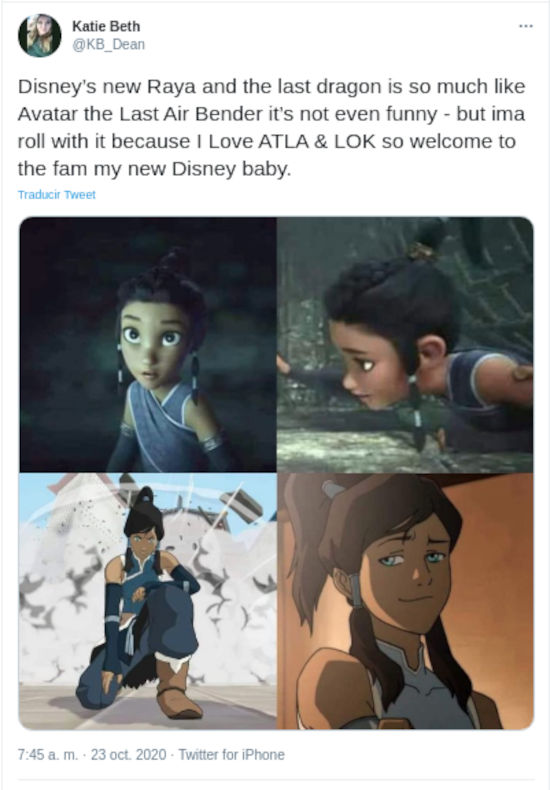 Raya y Avatar tienen similitudes y los fans lo notan