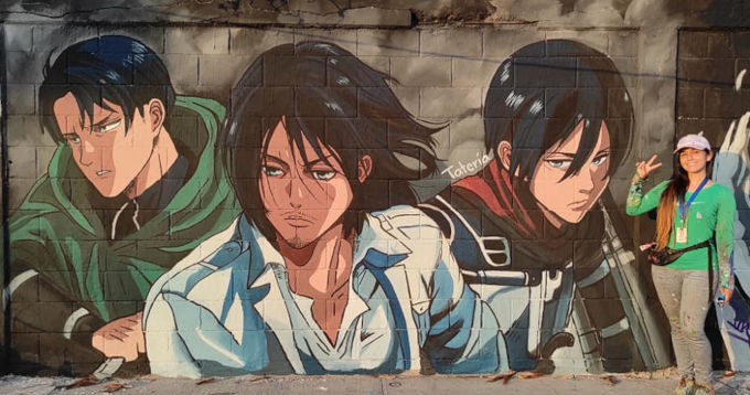 Pintan mural de Shingeki no Kyojin en México