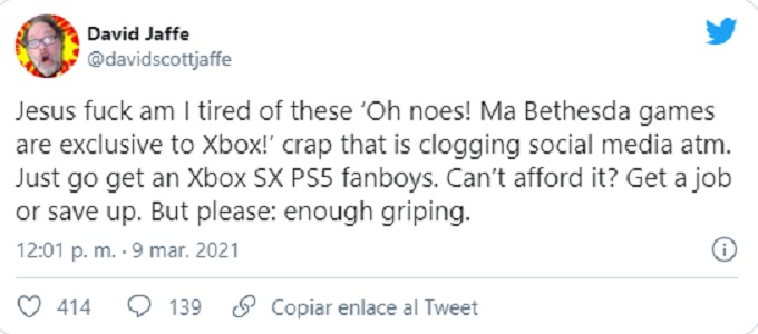 Comentarios de David Jaffe por la compra de Bethesda por Xbox