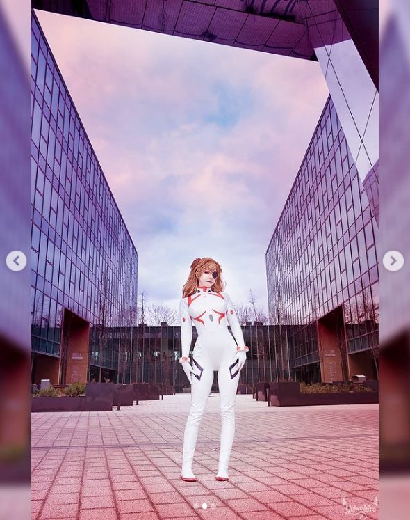 Asuka traje blanco cosplay