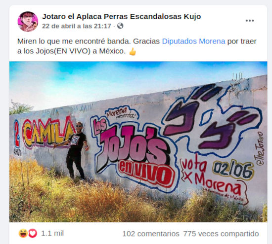 JoJos’ Bizarre Adventure usado como promoción política en México