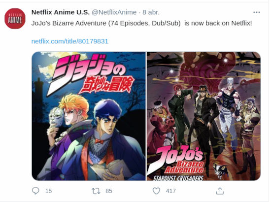 JoJo’s Bizarre Adventure vuelve a Netflix en EE. UU., pero no a Latinoamérica