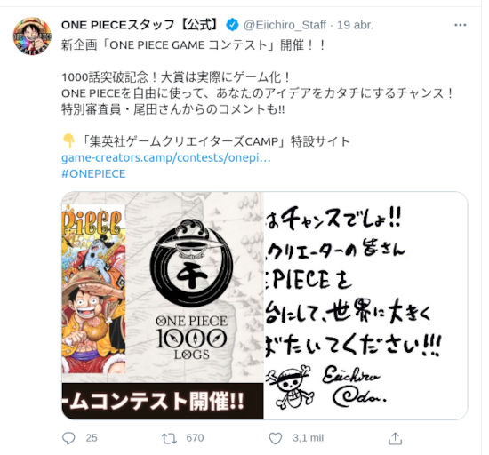 Inicia concurso de desarrollo de juegos de One Piece