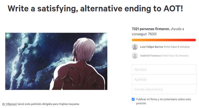 Crean petición para cambiar final de Shingeki no Kyojin