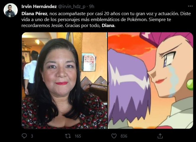 Diana Pérez, fallece actriz de voz Luffy y Jessie Pokemon 