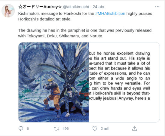 Creador de Naruto alaba el trabajo del autor de My Hero Academia