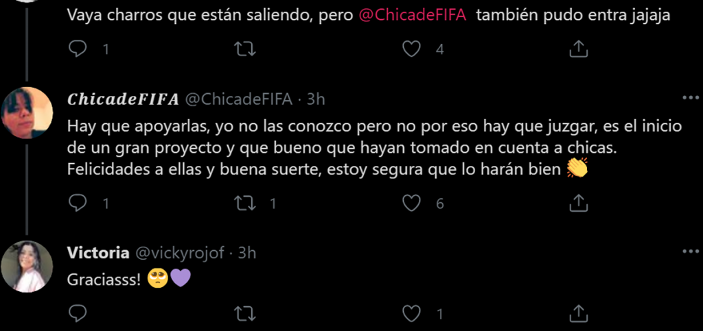 Tweet de apoyo a Viko Rojo y Guacchi videojugadoras por el Mazatlán FC