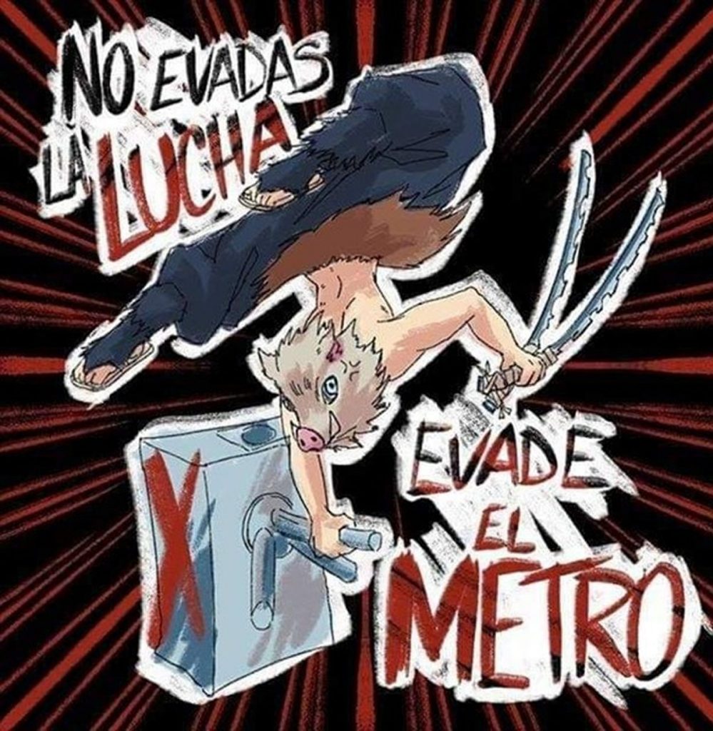 Inosuke Hashibira Kimetsu no Yaiba protestas metro