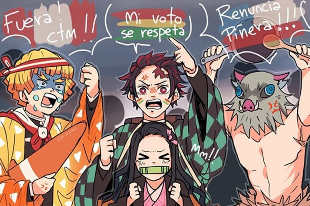 Inosuke Hashibira Kimetsu no Yaiba protestas en Chile