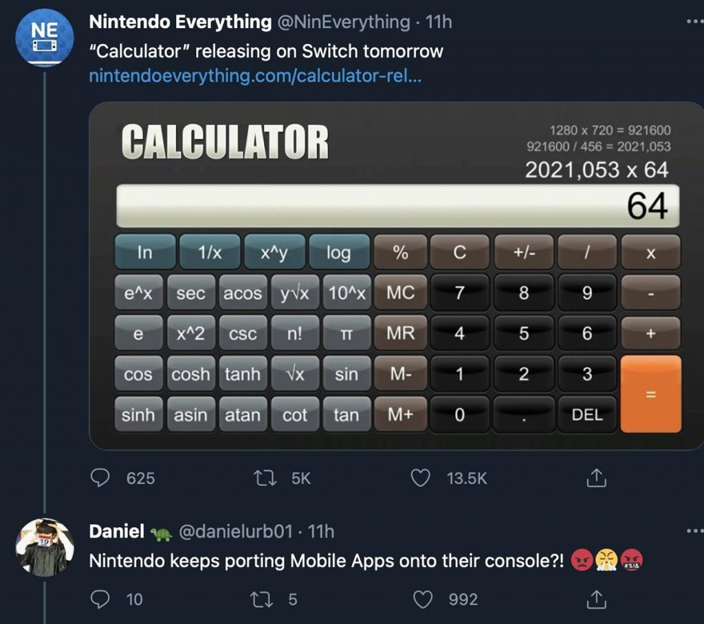 Nintendo Switch calculator calculadora TierraGamer.